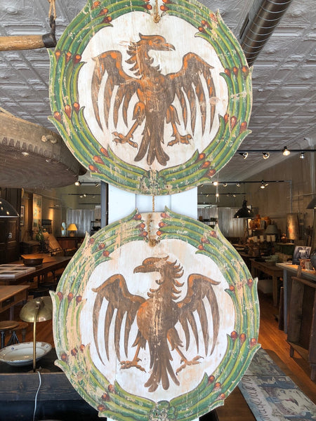 (SOLD) Pair of Italian Wine Festival Plaques with Eagles- CIrca 1920 Montalcino