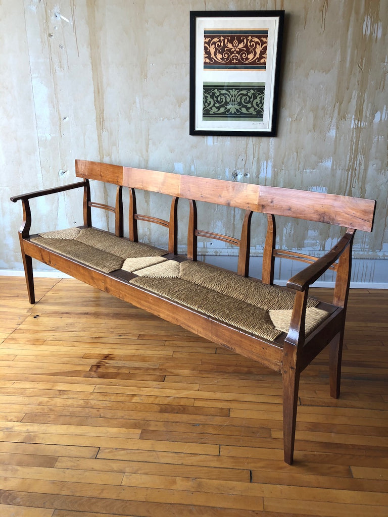 (SOLD) Italian Antique Bench with Rush Seat