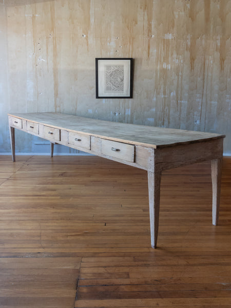 (SOLD) Italian Antique 10 Drawer Refectory Table from a Convent - Mercato Antiques