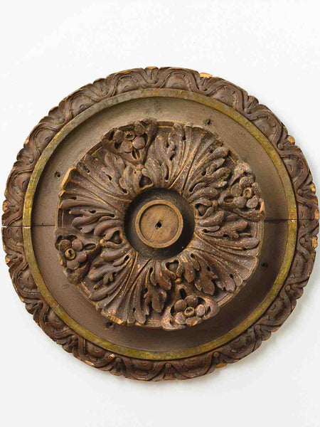 Italian Antique Hand Carved Ceiling Roundel - Mercato Antiques - 1