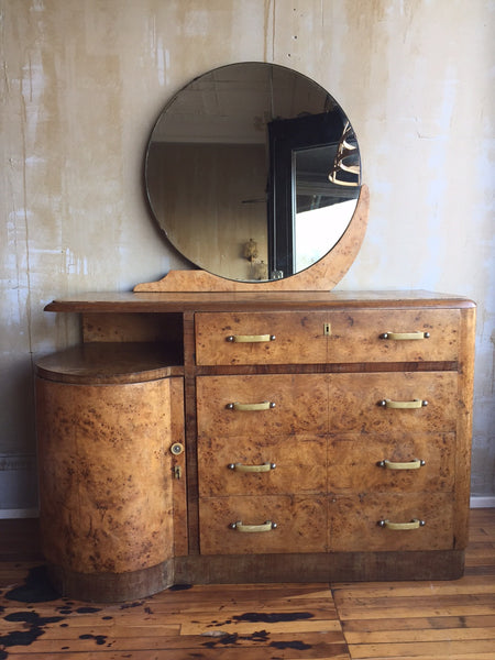 vintage art deco dresser Italian Art Deco Dresser With Mirror