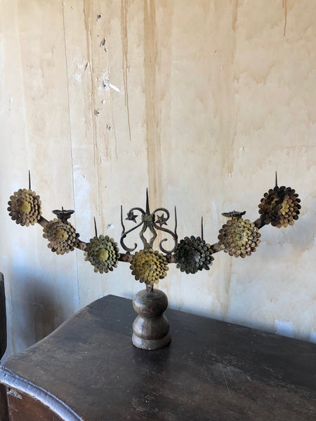 (SOLD) 18th Century Italian Antique Candelabra With Stylized Flowers