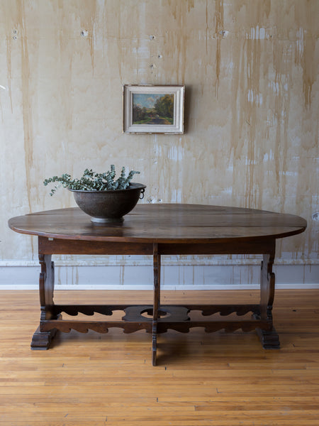 (SOLD) Italian Antique Drop Leaf Table- Seats 6 - Mercato Antiques