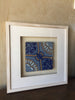 (SOLD) Framed Italian Antique Tile - Light Blue, Dark Blue, Yellow and White