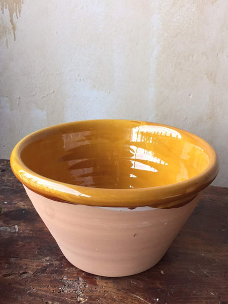 Rustic Italian Serving Bowl- Large, Ochre - Mercato Antiques - 1