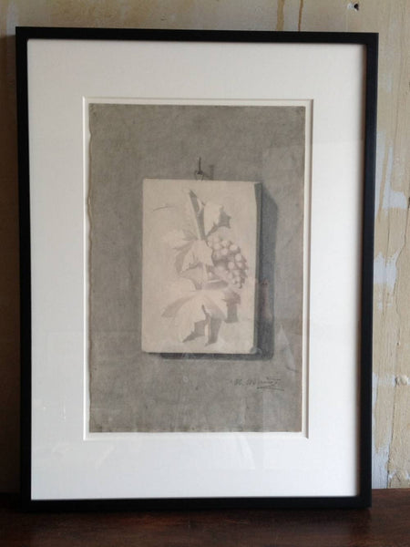 Original Antique Charcoal Drawing- Grapes - Mercato Antiques - 1