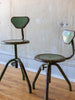(SOLD) Pair of Green Italian Vintage Industrial Stools