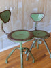 (SOLD) Pair of Green Italian Vintage Industrial Stools