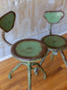 (SOLD) Pair of Green Italian Vintage Industrial Stools