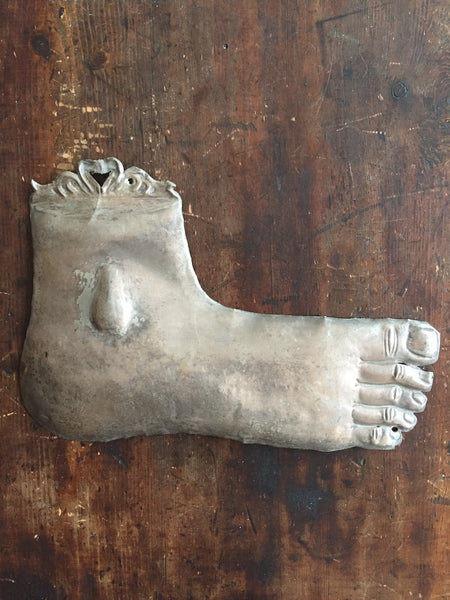 (SOLD) Large Silverplated Ex Voto Foot