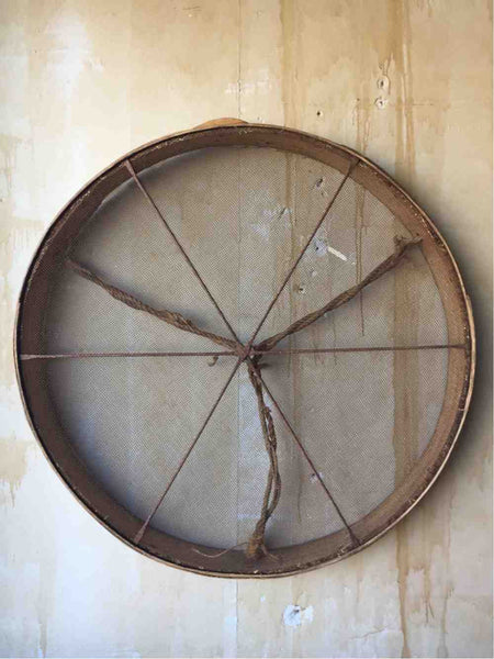 (SOLD) Large Grain Sifter - Handwoven Metal Sieve