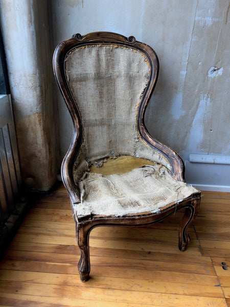 Italian Carved Chair Frame Covered in Hessian Scrim