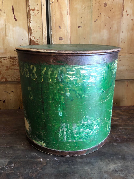 (SOLD) Vintage Wood and Iron Storage Container
