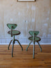 (SOLD) Pair of Green Italian Vintage Industrial Stools