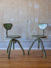 (SOLD) Pair of Green Italian Vintage Industrial Stools