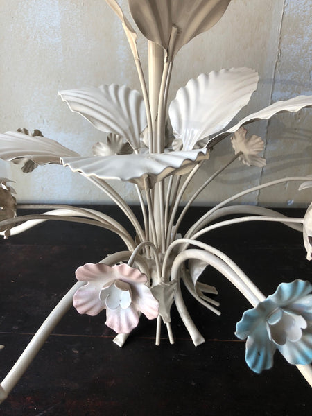 Vintage Flower Tole Chandelier | MERCATO Antiques