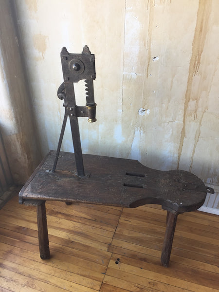 (SOLD) Tuscan Wine Bottle Corking Bench