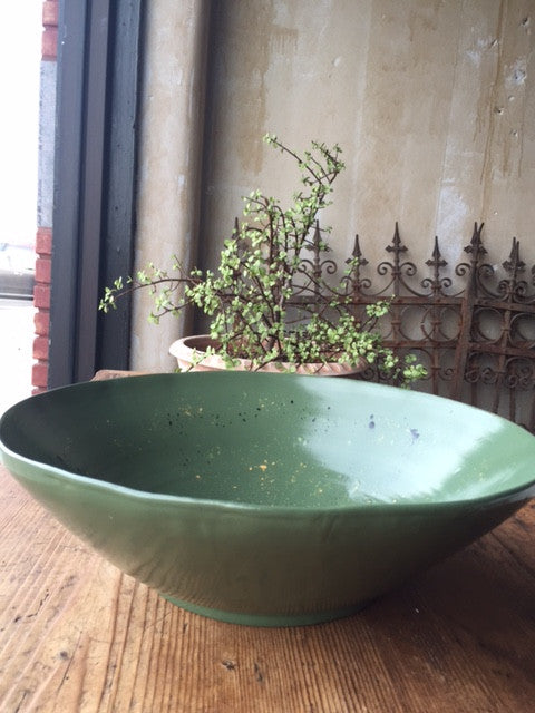 Verde Dark Green Serving Bowl - Large - Mercato Antiques - 1