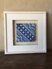 (SOLD) Framed Italian Antique Tile - Light Blue, Dark Blue and White