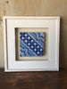 (SOLD) Framed Italian Antique Tile - Light Blue, Dark Blue and White