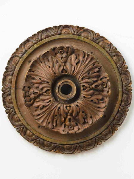 Italian Antique Carved Walnut Ceiling Roundel - Mercato Antiques - 1