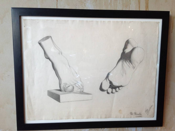 Italian Antique Pencil Drawing Of Feet - Mercato Antiques - 1