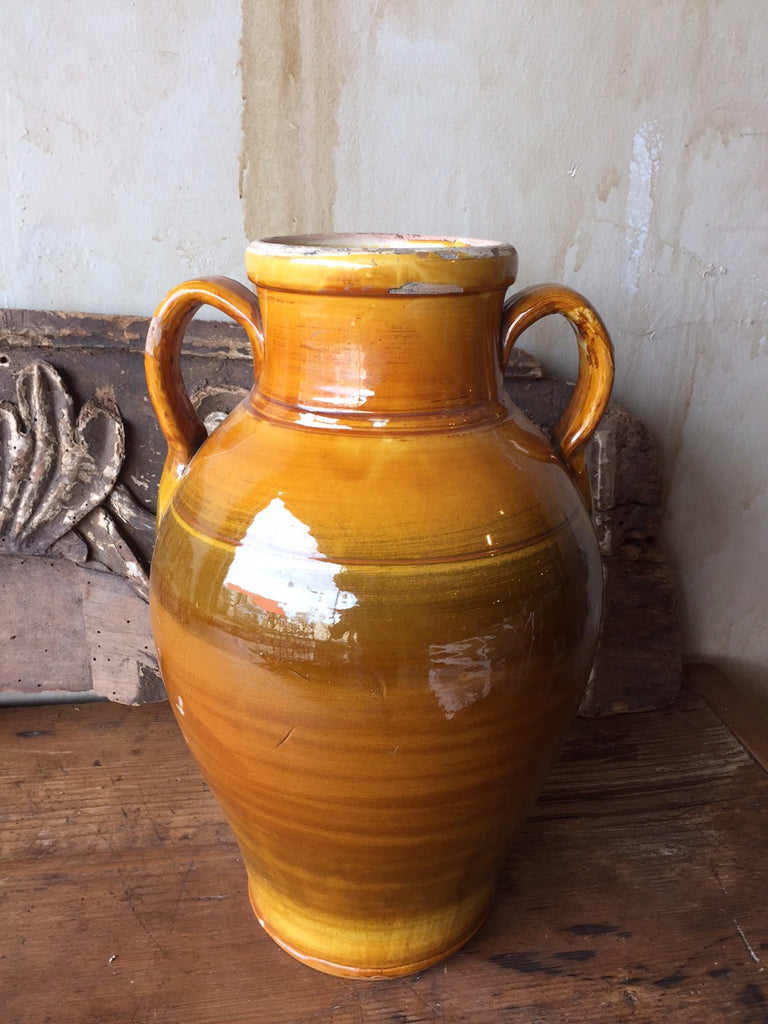 Glazed Antique Terracotta Jar- 14.75" - Mercato Antiques - 1