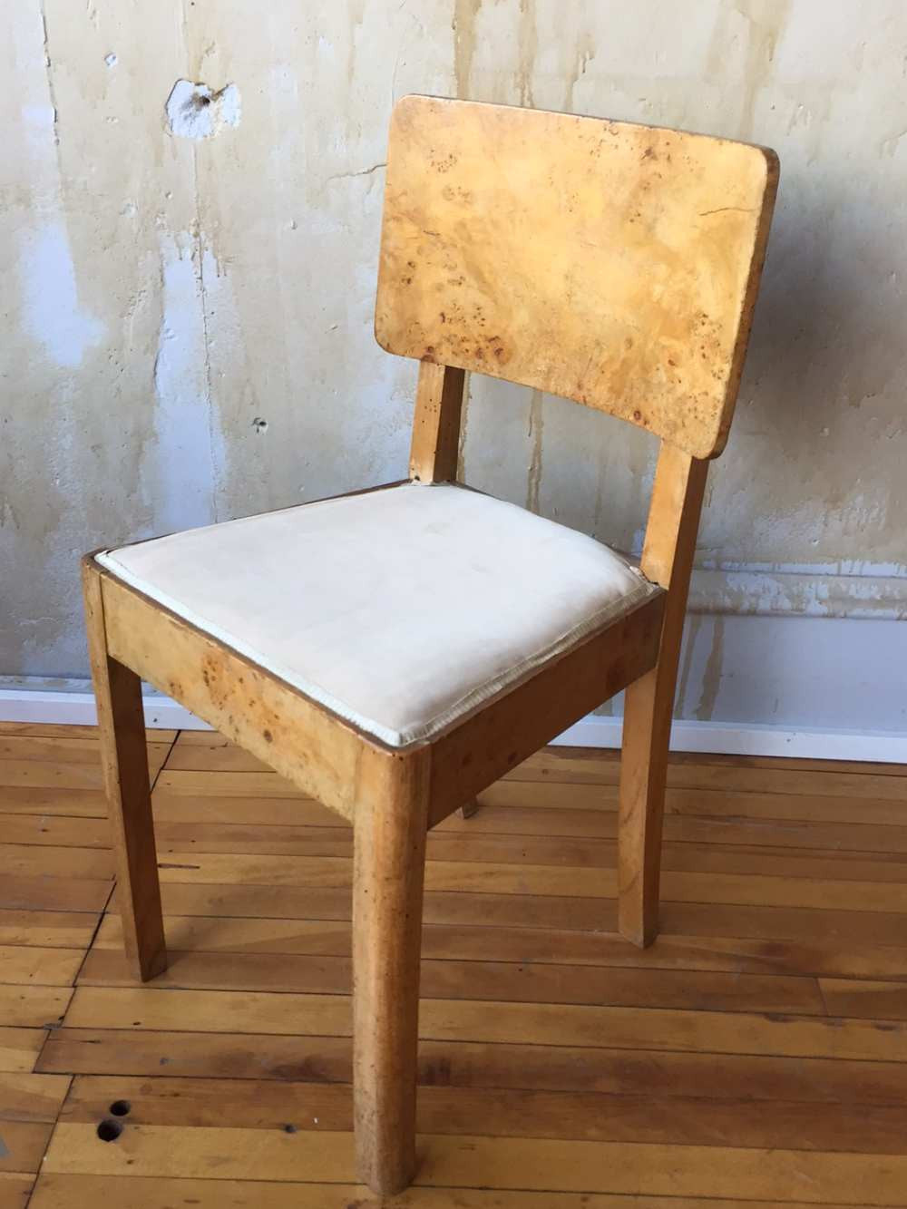 Italian Burl Maple Art Deco Chair - 2 Of 2 Available - Mercato Antiques