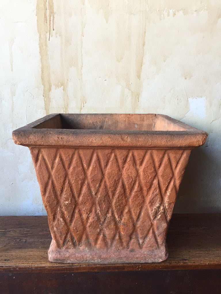 Italian Antique Terra Cotta Pot- Square - Mercato Antiques - 1