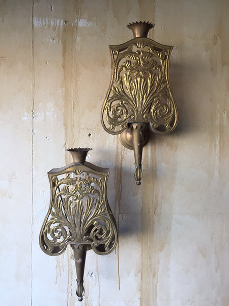 Pair of Italian Brass Wall Sconces - Mercato Antiques - 1