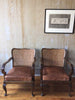 pair vintage caned chairs