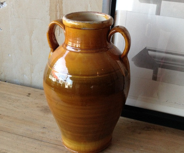 Glazed Antique Terracotta Jar- 14.75" - Mercato Antiques - 1