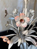 (SOLD) Vintage Floral Tole Chandelier- Peach and Lavender