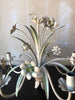 (SOLD) Vintage Italian Tole Chandelier With Daffodils