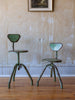 (SOLD) Pair of Green Italian Vintage Industrial Stools