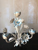(SOLD) Vintage Tole Chandelier - Light Blue Flowers