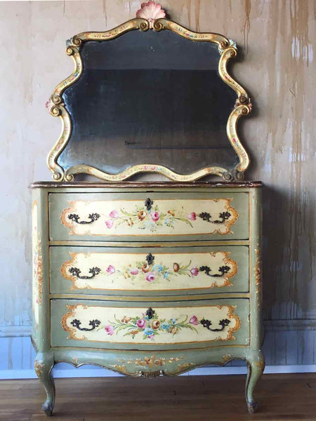 Vintage Venetian Dresser And Mirror Set - Mercato Antiques - 1