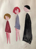 (SOLD) Whimsical Drawings of School Children